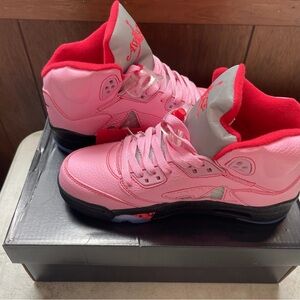 Jordan Pink and Red Athletic Shoes